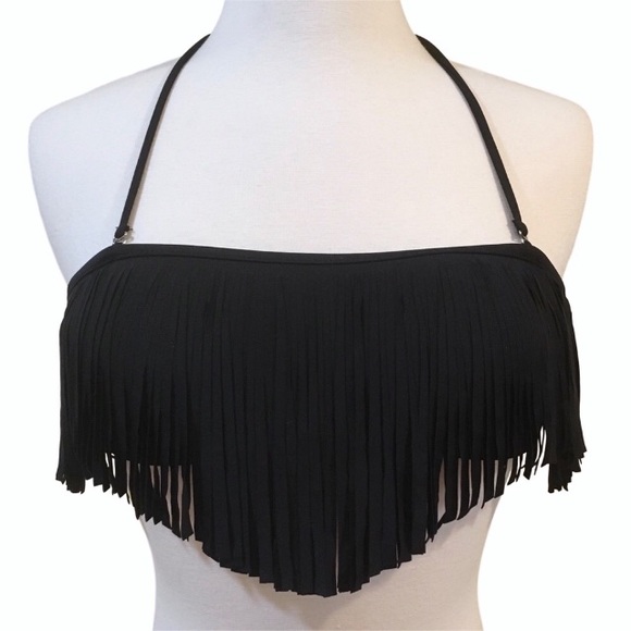 Fringe Halter Bandeau Top Cutout Bottom Bikini - Picture 6 of 10